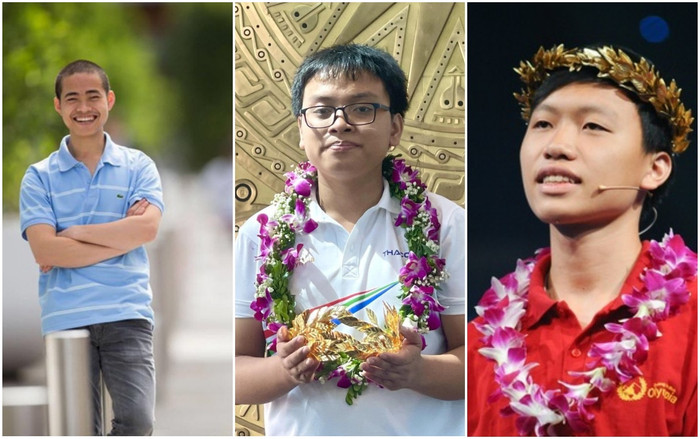 3 quán quân Đường lên đỉnh Olympia từ trái sang: Hồ Ngọc Hân, Võ Quang Phú Đức và Hồ Đắc Thanh Chương