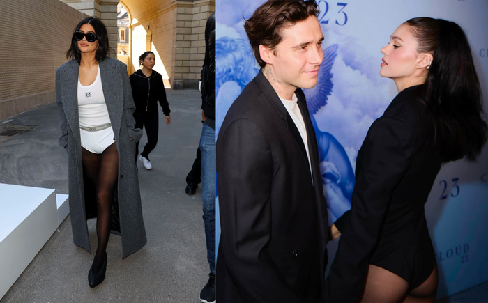 Kylie Jenner, vợ Brooklyn Beckham mang 'mốt' không quần đi dự sự kiện.