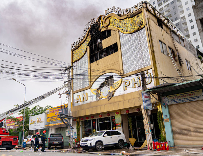 Quán karaoke An Phú - nơi xảy ra vụ cháy làm 32 người tử vong. Ảnh: X.A