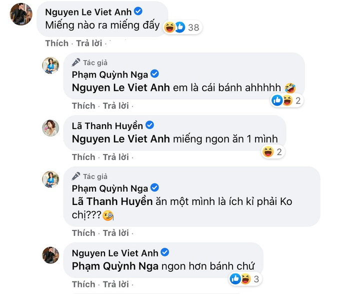 Phần bình luận giữa Việt Anh, Quỳnh Nga và diễn viên Lã Thanh Huyền được đào lại. 