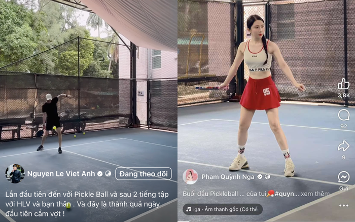 Quỳnh Nga và Việt Anh bị 'soi' cùng đi tập chung một sân. Ảnh: Sưu tầm