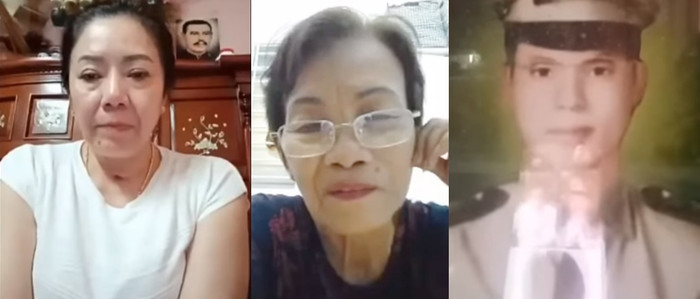 Bà Hạnh và chị Hằng đối chiếu thông tin thông qua bức hình thời còn trẻ của chồng bà.