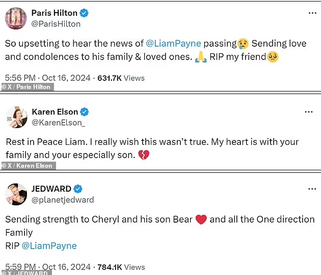 Nhiều ngôi sao bàng hoàng trước thông tin nam ca sĩ Liam Payne ở tuổi 31 vì té lầu. 