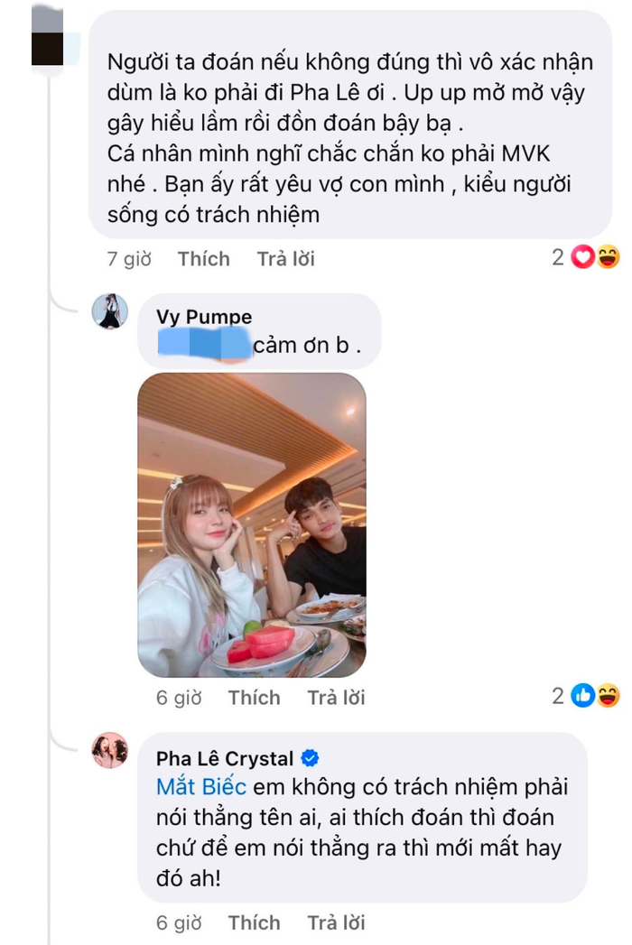Vợ Mạc Văn Khoa âm thầm khẳng định bản thân và ông xã không phải là nhân vật trong câu chuyện được kể bởi Pha Lê. Ảnh: Chụp màn hình