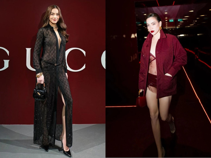 Hồ Ngọc Hà ấn tượng với thời trang xuyên thấu trong BST của Gucci.