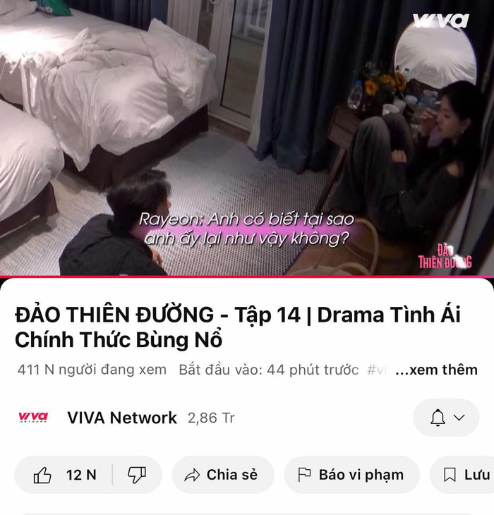 Tập 14 Đảo Thiên Đường có lúc đạt gần 500 nghìn lượt xem