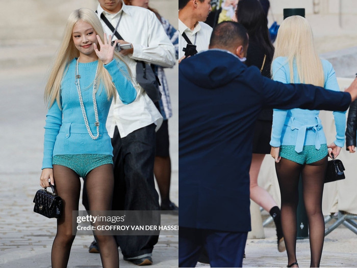 Jennie gây tranh cãi vì diện chiếc quần quá ngắn.