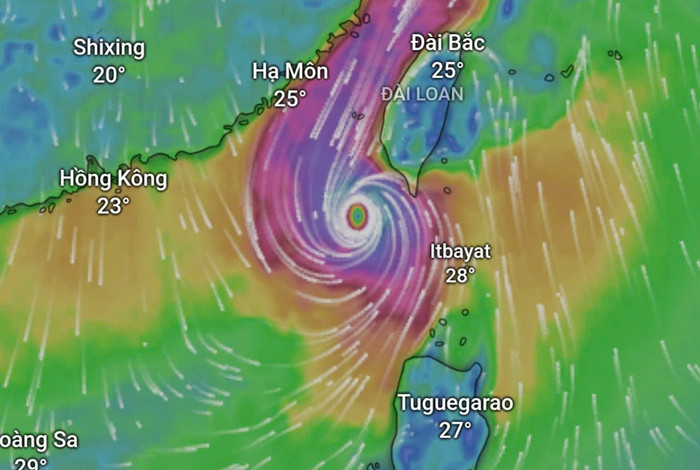 Mắt bão Krathon sáng 2/10 (Ảnh: Windy).