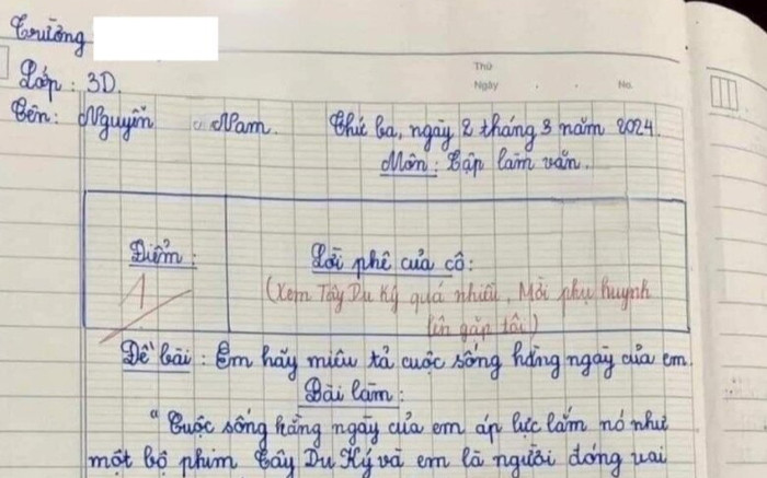 Bài văn 'tả cuộc sống hằng ngày' nhận 1 điểm, cô giáo tức đỏ mặt yêu cầu mời phụ huynh Ảnh 2