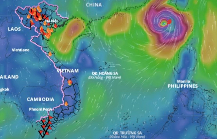 Bão Krathon trở thành cơn bão số 5 (Ảnh: Windy).