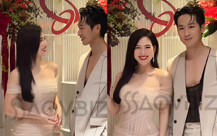 Tuấn Trần và Phương Anh Đào lộ biểu cảm đầy tình ý - Nguồn: SAOVBIZ.