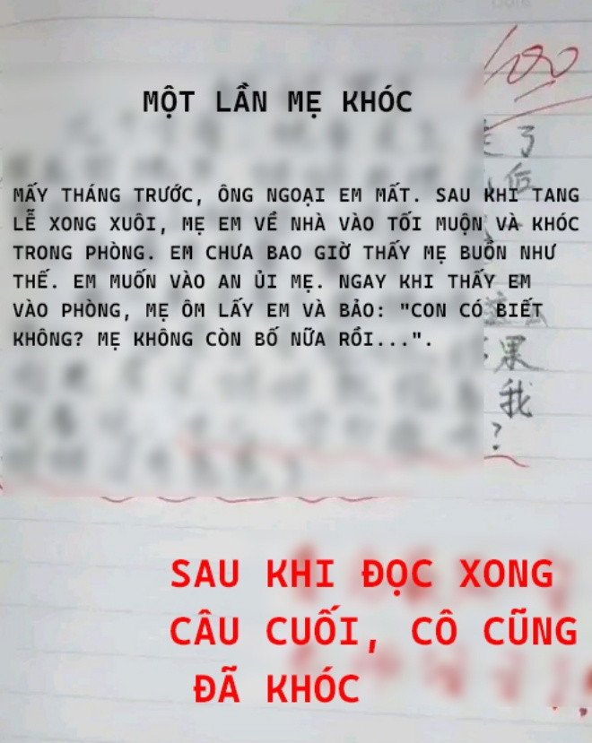 Bài văn kể về 'một lần mẹ khóc' của em học sinh tiểu học đã khiến cô giáo bật khóc