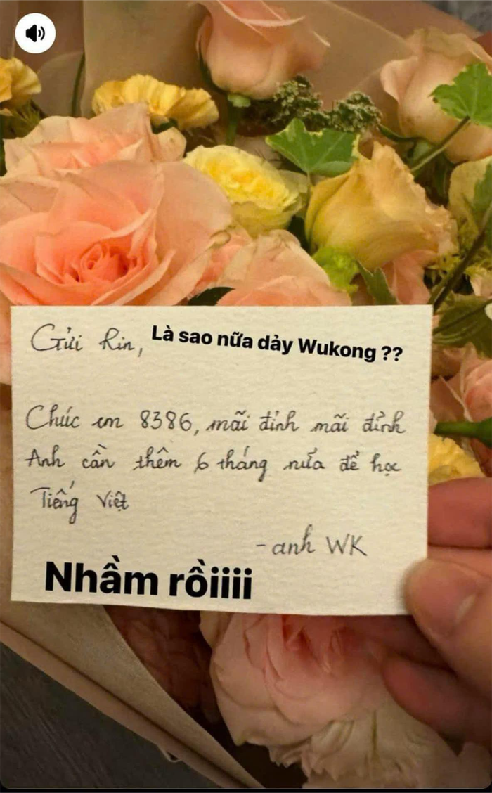 “Là sao nữa vậy Wukong? Nhầm rồi!”, Quyên Qui nhắc thẳng tên Wukong trong hình ảnh chia sẻ với người hâm mộ.  