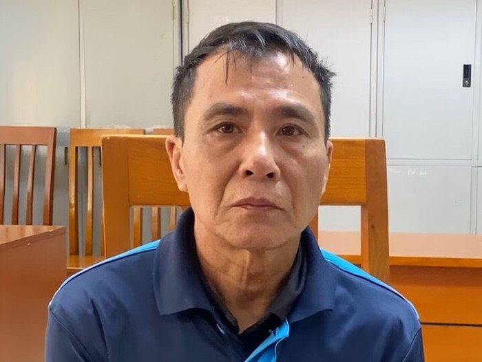 Đối tượng Lê Quý Nho tại cơ quan công an.