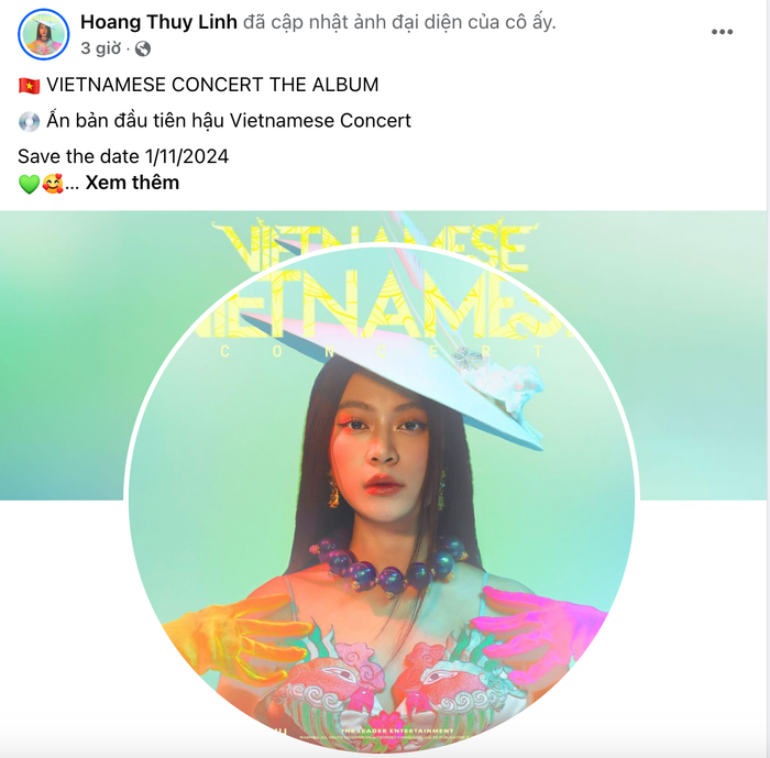 Hoàng Thùy Linh thông báo ngày vui trên trang cá nhân.