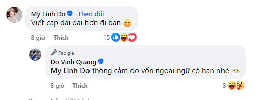 Đỗ Mỹ Linh 'góp ý nhẹ' khi chồng đăng ảnh. 