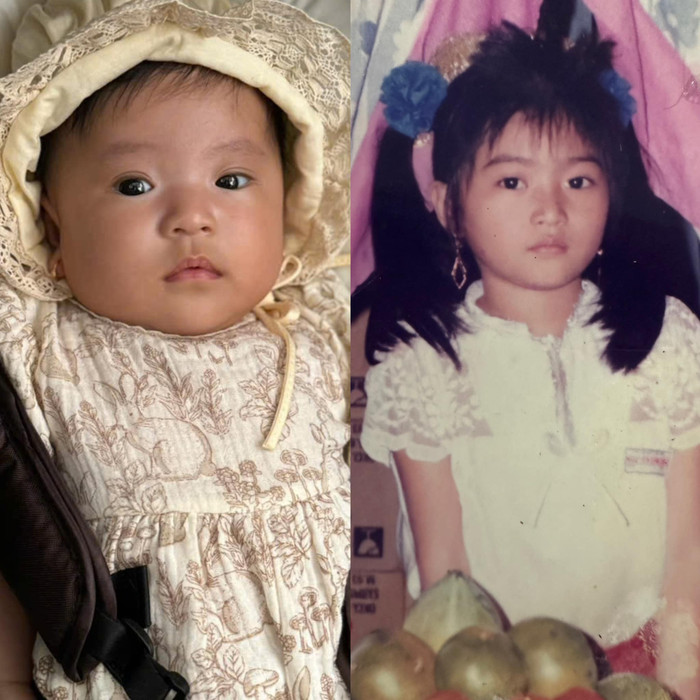 Thanh Trúc đăng ảnh con gái với mình hồi nhỏ. 