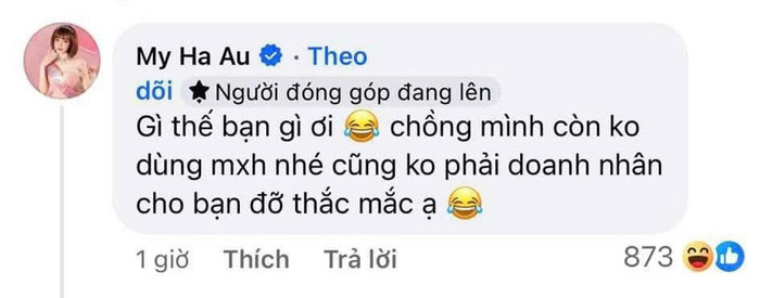 Bình luận của Âu Hà My trước thông tin Đức Phạm chính là chồng sắp cưới của mình.