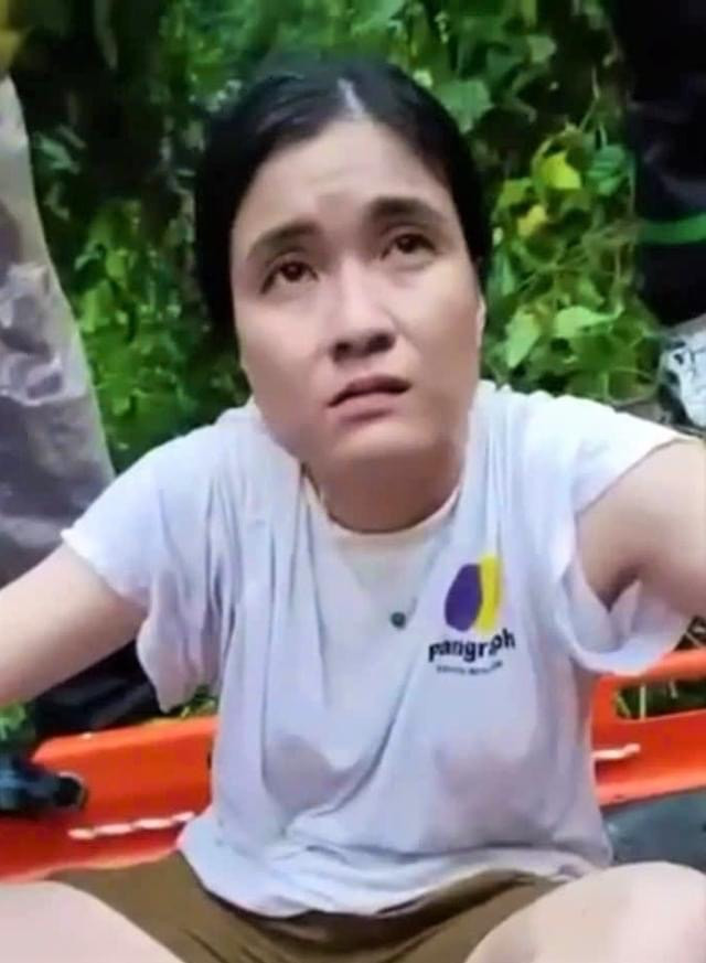 Trần Nguyễn Thu Trang thời điểm được phát hiện dưới vực sâu (Ảnh: Báo Lâm Đồng).