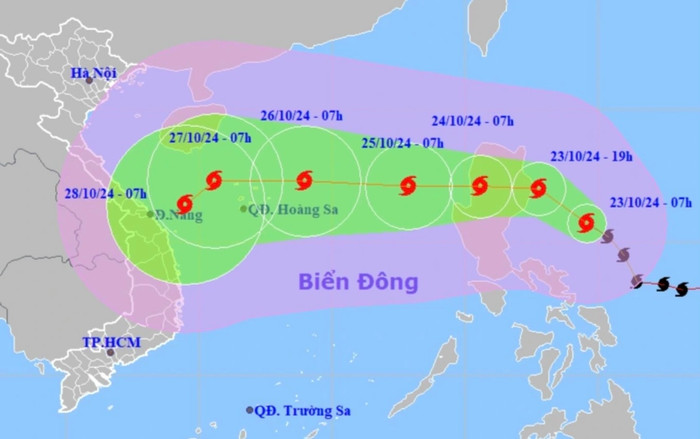 Dự báo hướng đi của bão Trà Mi (bão số 6) - Nguồn: NCHMF