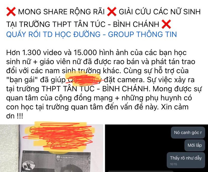 Thông tin chia sẻ trên mạng xã hội.
