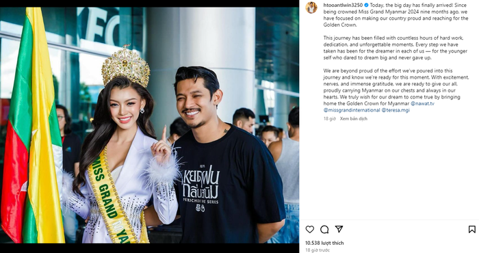 Bài đăng của giám đốc quốc gia Miss Grand Myanmar gây chú ý.