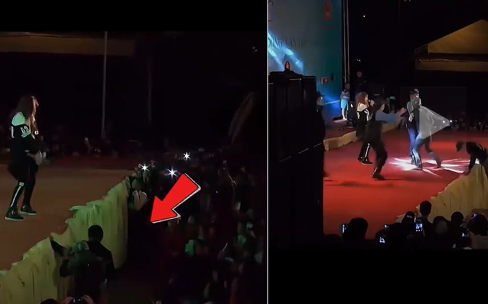 Hai thanh niên rình rập, phóng thẳng lên sân khấu tấn công nữ ca sĩ Việt đang hát hội chợ Ảnh 2