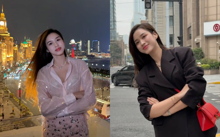 Đỗ Thị Hà khoe visual xinh đẹp trong vlog đi chơi ở Trung quốc. Ảnh: Chụp màn hình