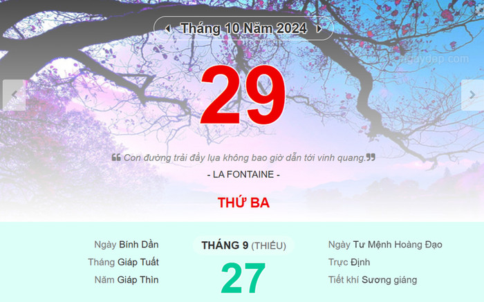 Lịch âm hôm nay (29/10/2024) là ngày tốt hay xấu? Ảnh 2