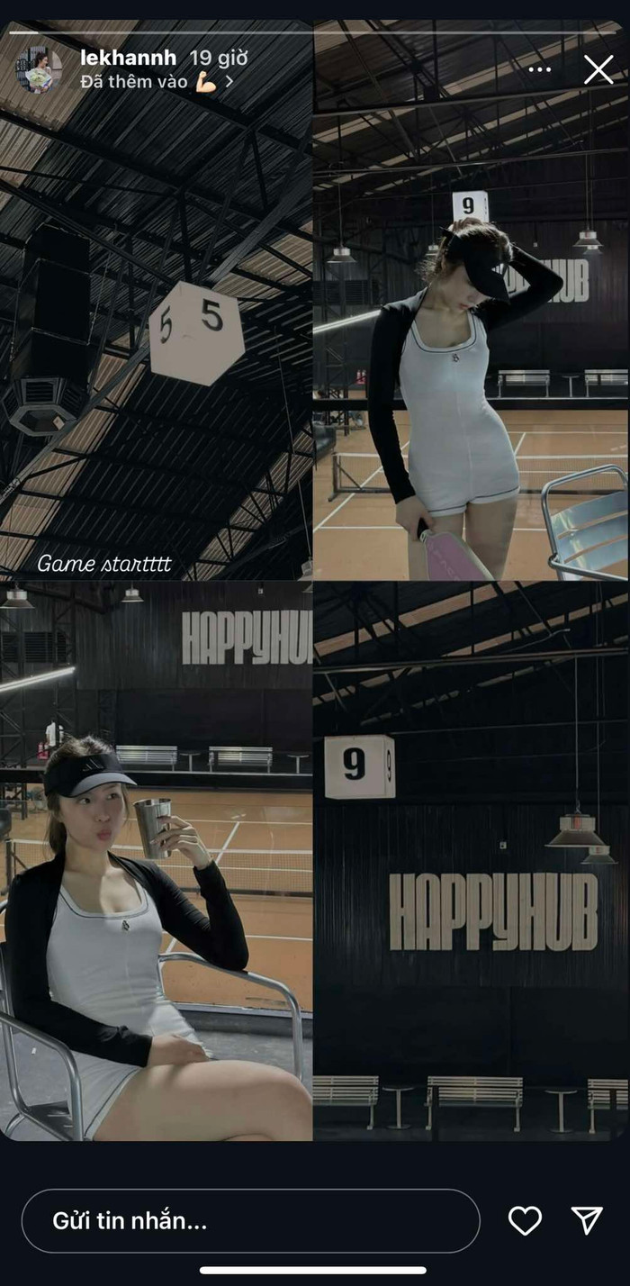 Lê Khanh đăng tải khoảnh khắc tại sân tập.