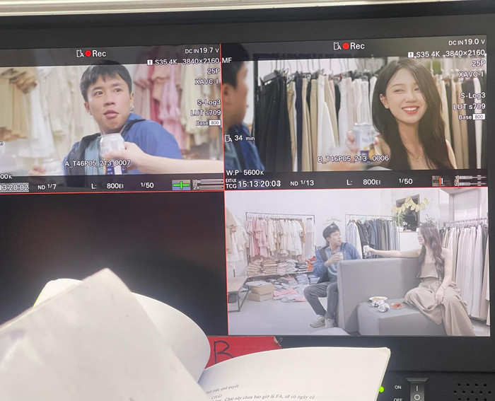 Thùy Dương chia sẻ hậu trường với Long Vũ ở Đi Giữa Trời Rực Rỡ trước đó.