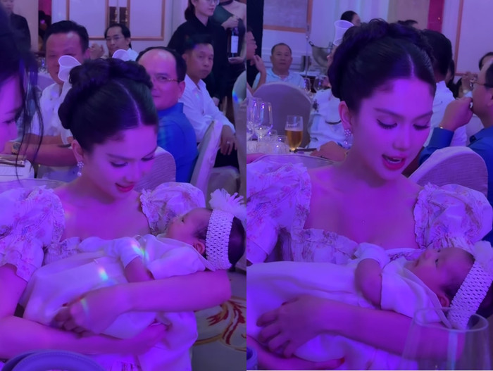 Ngọc Trinh trổ tài 'mẹ bỉm' chăm con cực kỳ khéo léo.