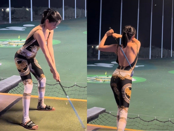 Lệ Quyên bị chê khi mặc đồ bó sát chơi môn 'thể thao nhà giàu'.