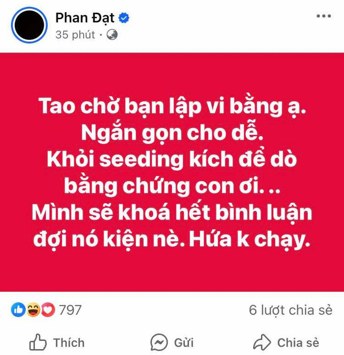 Phan Đạt tuyên bố sẽ đợi Minh Dự kiện. 