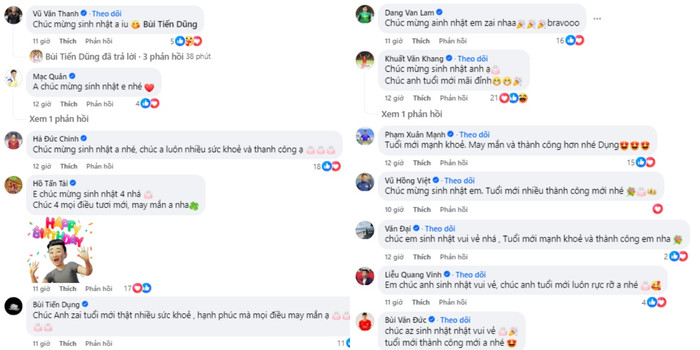 Dàn cầu thủ gửi lời chúc mừng đến Bùi Tiến Dũng.