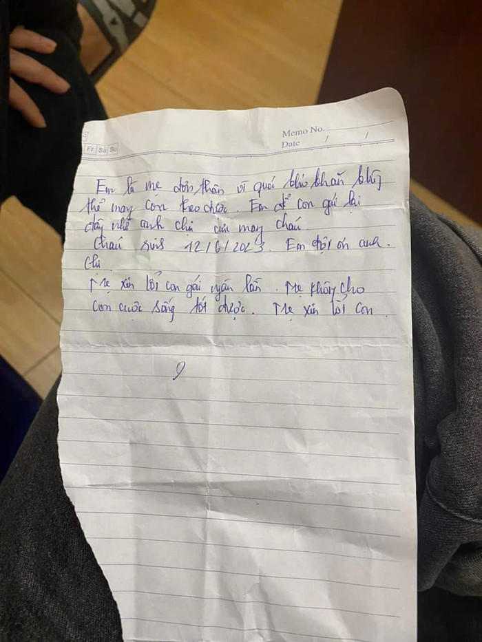 Bức thư người mẹ để lại.