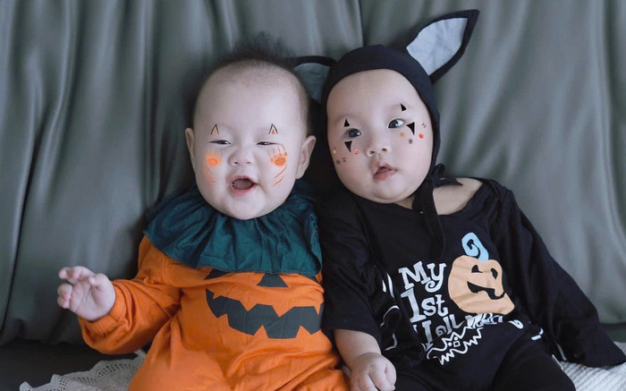 Cặp song sinh Phương Oanh hoá trang Halloween, biểu cảm khiến dân tình cười nắc nẻ Ảnh 2