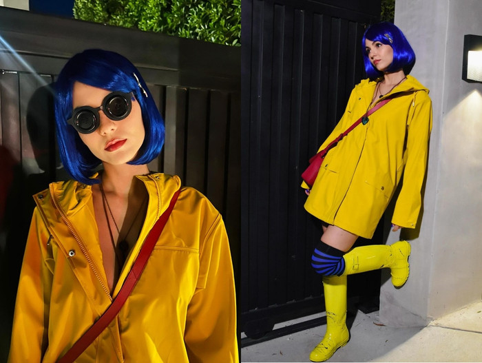 Victoria mang đến nét độc đáo từ nhân vật Coraline, tạo nên hình ảnh nữ chính lạc vào thế giới kỳ lạ, đầy màu sắc và một chút rùng rợn.