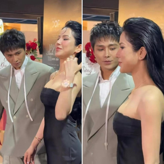 Tăng Duy Tấn trao ánh mắt trìu mến cho 'đàn chị' làm dậy sóng tin đồn nam ca sĩ và Diệp Lâm Anh đang hẹn hò. 