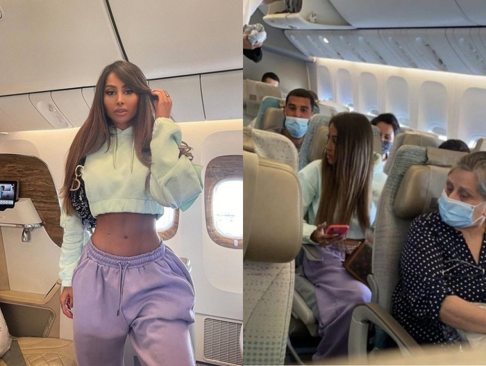 Nữ người mẫu bị phát hiện 'phông bạt' ngay trên máy bay.