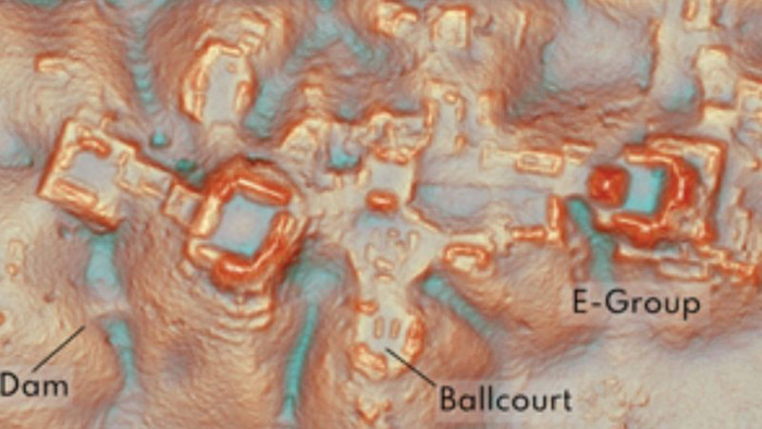 Bản đồ nhiệt từ cuộc khảo sát bằng tia laser của ba địa điểm ở Mexico. Phân tích cho thấy một thành phố cổ đã mất từ ​​thời Maya. (Ảnh: Cambridge University Press) (Được cung cấp)