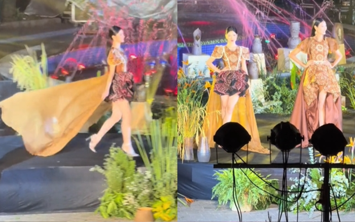 Nàng Mơ được trình diễn first-face cho show diễn thời trang dù chưa có đủ kinh nghiệm. Ở phần chào kết, cô nàng còn được đứng ngang hàng với siêu mẫu Hoàng Thùy. 