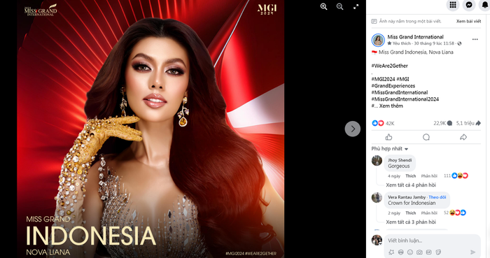 Đại diện Indonesia dẫn đầu bảng xếp hạng với lượng chia sẻ khủng. 