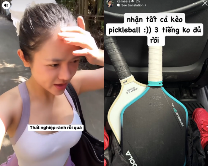 Ý Nhi và Xemesis ra sân chơi pickleball cùng nhau. 