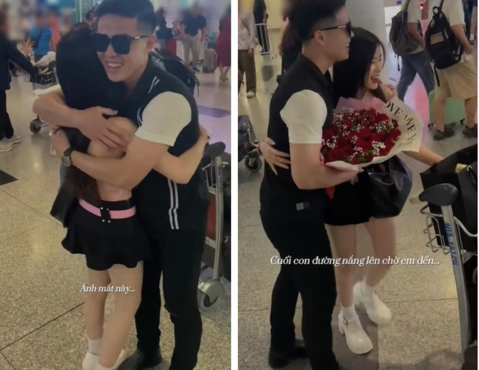 Khoảnh khắc gặp nhau lần đầu của cả hai sau 4 năm yêu xa.