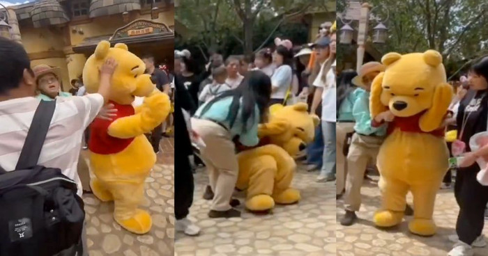Phẫn nộ du khách đánh mạnh vào người mặc đồ thú bông, ngã lăn xuống đất Ảnh 1