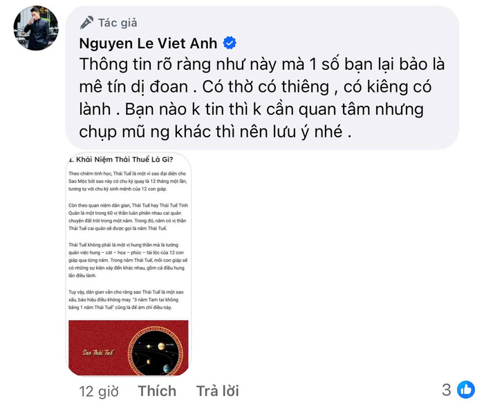 Việt Anh lên tiếng trước những bình luận tiêu cực