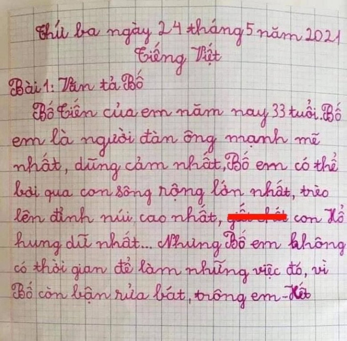 Bài văn tả về bố của em học sinh tiểu học khiến dân tình được phen cười ngất