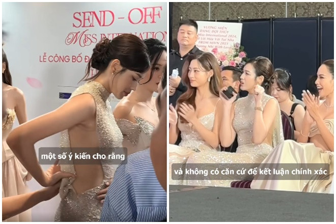 Có vẻ cô đang chỉnh lại trang phục.