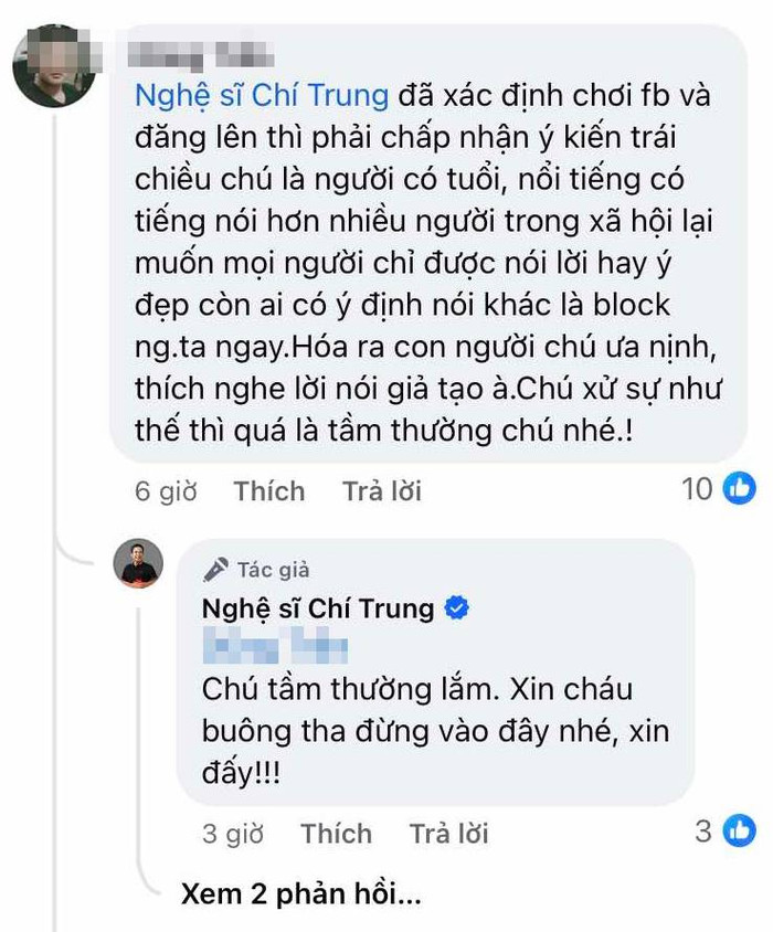 Nam nghệ sĩ không ngại đôi co với dân mạng. 